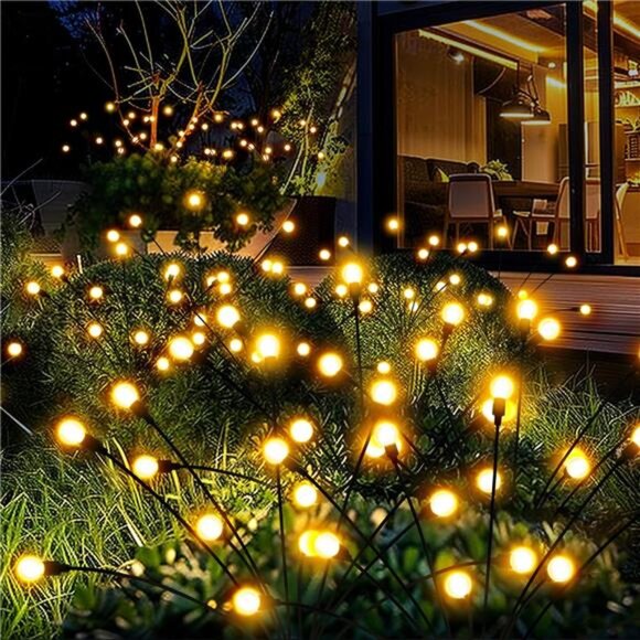Solar Garden Lights, 80 LED Firefly Garden Lights Solar Outdoor, Solar Lights